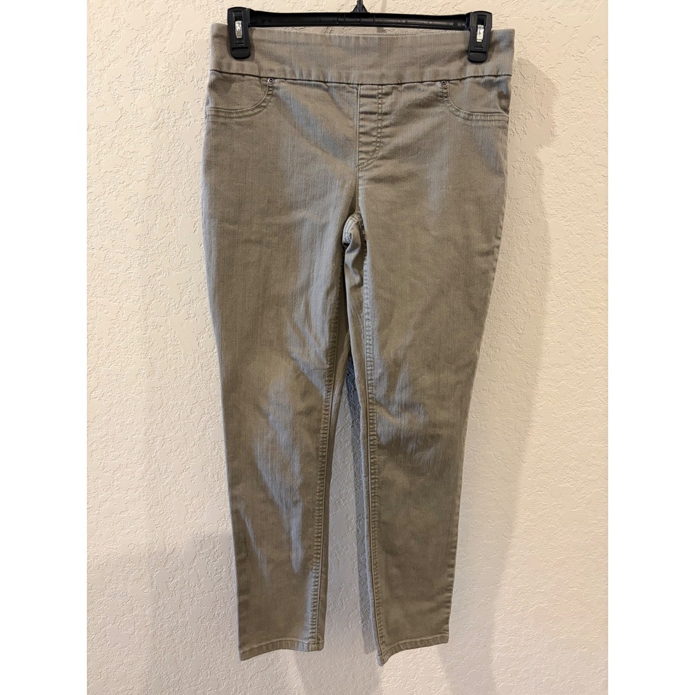 Chicos So Slimming Pull On Jeggings Olive Green Size 0.5 Slim Leg Stretch Pants